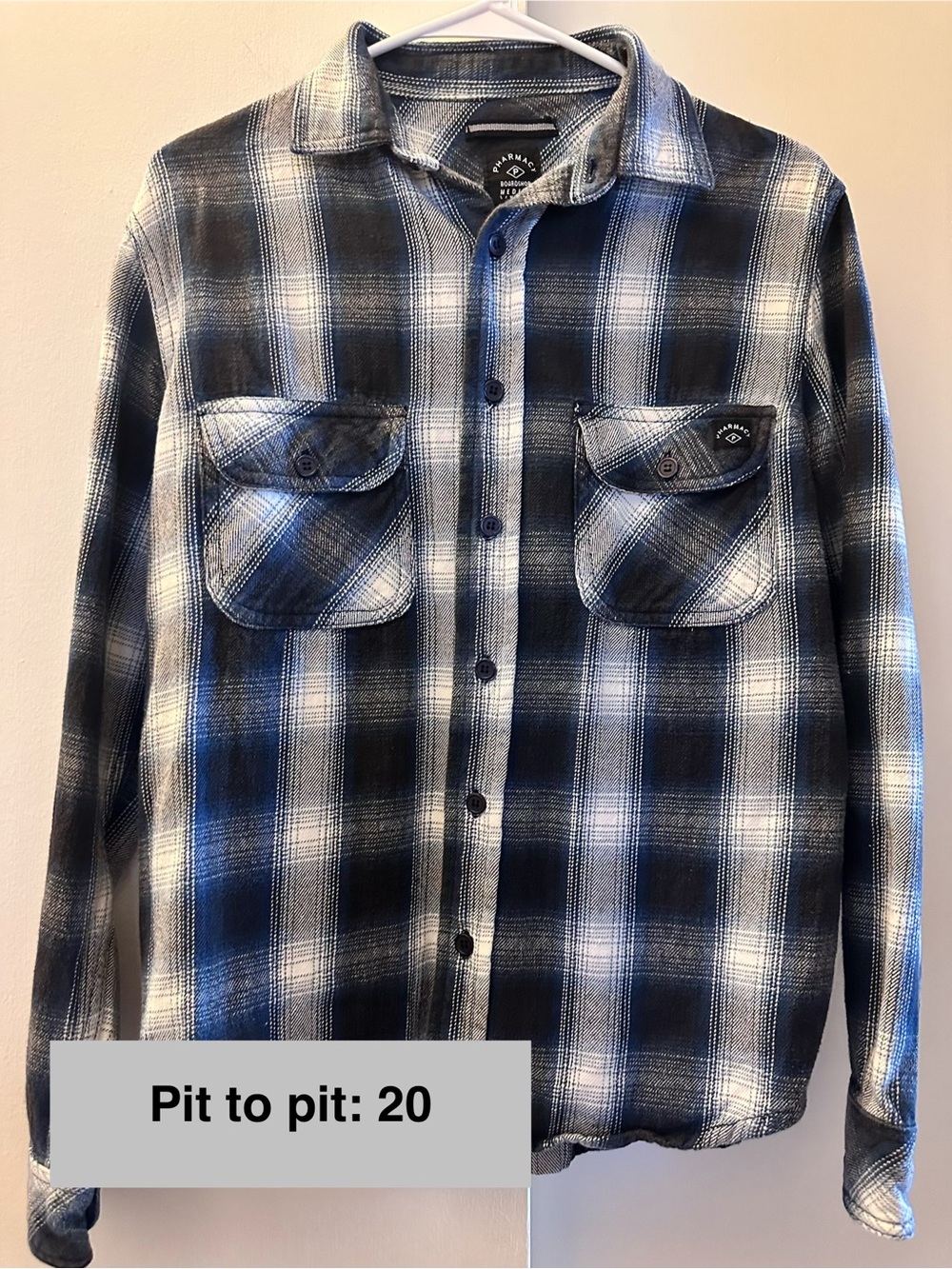 Pharmacy Men’s Black & White Plaid Button-Up Shirt Fall Vacay Beach